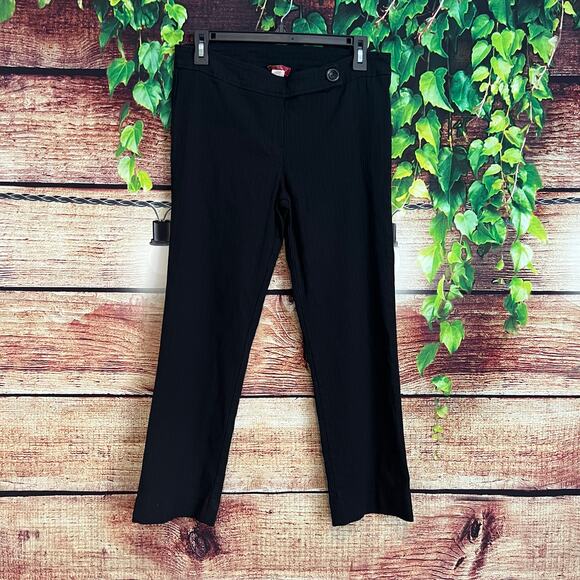 Celine By Champion Black Slacks Women Stretch Crop Pants Straight Leg Ribbed - Picture 2 of 6